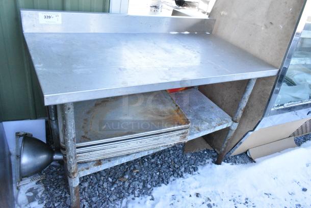 Stainless Steel Table w/ Back Splash and Metal Under Shelf. Comes w/ Metal Baking Pans - Image 1 of 2