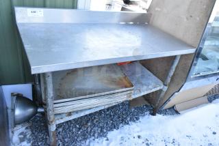 Stainless Steel Table w/ Back Splash and Metal Under Shelf. Comes w/ Metal Baking Pans