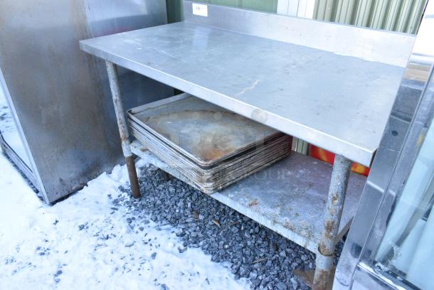 Stainless Steel Table w/ Back Splash and Metal Under Shelf. Comes w/ Metal Baking Pans - Image 2 of 2