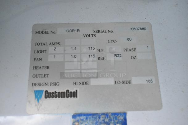 CustomCool GDR1R Metal Commercial Single Door Reach In Cooler Merchandiser. 115 Volts, 1 Phase. - Image 3 of 4