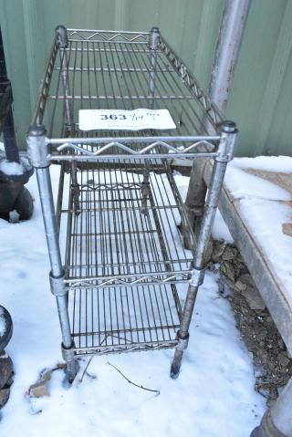 Chrome Finish 3 Tier Wire Shelving Unit. BUYER MUST DISMANTLE. PCI CANNOT DISMANTLE FOR SHIPPING. PLEASE CONSIDER FREIGHT CHARGES.