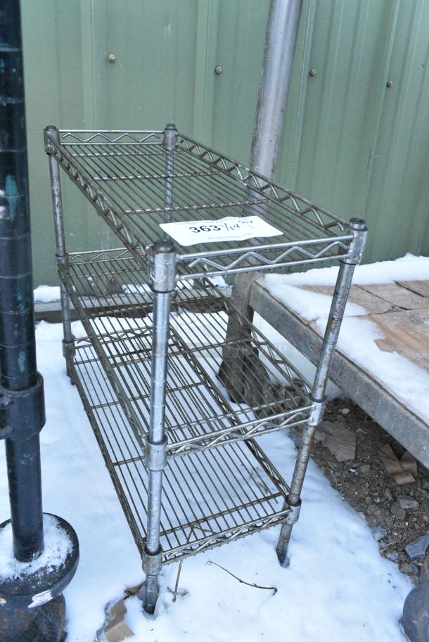 Chrome Finish 3 Tier Wire Shelving Unit. BUYER MUST DISMANTLE. PCI CANNOT DISMANTLE FOR SHIPPING. PLEASE CONSIDER FREIGHT CHARGES. - Image 2 of 2