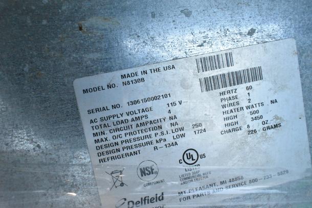 Delfield N8130B Stainless Steel Commercial Cold Pan Drop In. 115 Volts, 1 Phase. - Image 3 of 3