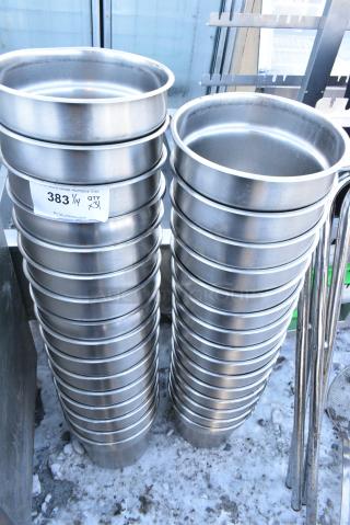 31 Stainless Steel Cylindrical Drop In Bins. 31 Times Your Bid!