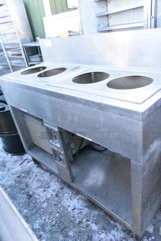 Wells ISMP60 Stainless Steel Food Warming Counter w/ 4 Cut Outs and Under Shelf. 208/240 Volts, 1 Phase.