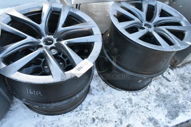 4 Black Metal Car Rims. 4 Times Your Bid! - Image 1 of 3