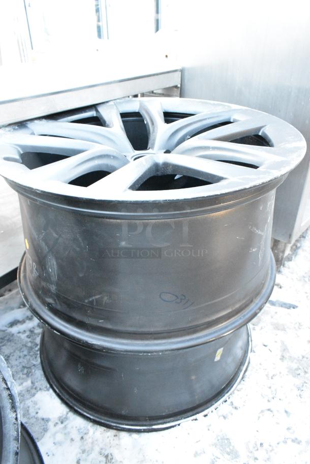4 Black Metal Car Rims. 4 Times Your Bid! - Image 2 of 3