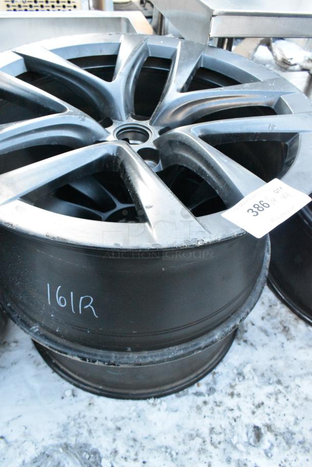 4 Black Metal Car Rims. 4 Times Your Bid! - Image 3 of 3