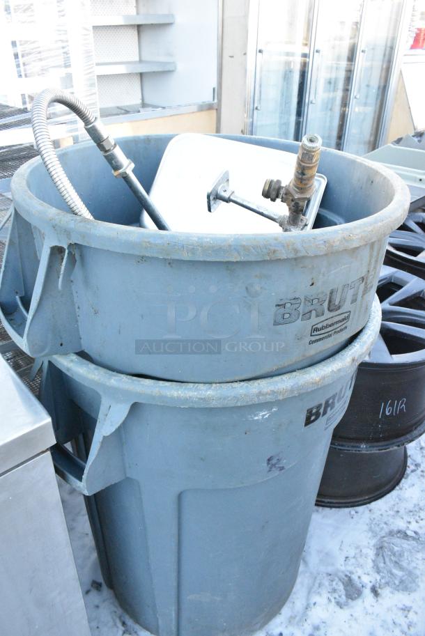 2 Rubbermaid Brute Gray Poly Trash Cans w/ Contents. 2 Times Your Bid! - Image 2 of 3