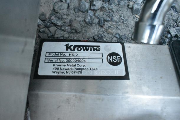 Krowne HS-2 Stainless Steel Single Bay Wall Mount Sink w/ Faucet and Handles. - Image 2 of 2