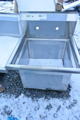 BRAND NEW SCRATCH AND DENT! Regency 600S11717 22" 16-Gauge Stainless Steel One Compartment Commercial Sink with Galvanized Steel Legs and without Drainboard - 17" x 17" x 12" Bowl. No Legs.