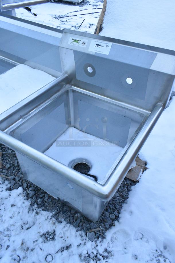BRAND NEW SCRATCH AND DENT! Regency 600S11717 22" 16-Gauge Stainless Steel One Compartment Commercial Sink with Galvanized Steel Legs and without Drainboard - 17" x 17" x 12" Bowl. No Legs. - Image 2 of 3
