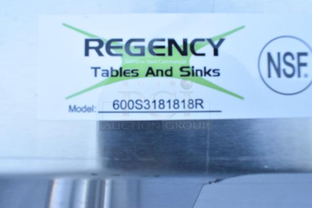 BRAND NEW SCRATCH AND DENT! Regency 600S3181818R Stainless Steel 3 Bay Sink w/ Right Side Drain Board. No Legs. - Image 2 of 2