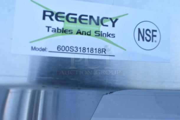 BRAND NEW SCRATCH AND DENT! Regency 600S3181818R Stainless Steel 3 Bay Sink w/ Right Side Drain Board. No Legs. - Image 3 of 3