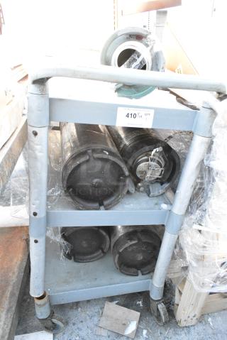 Gray Poly 3 Tier Cart w/ Contents on Commercial Casters.