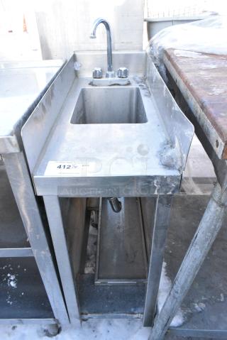Stainless Steel Single Bay Sink w/ Faucet and Handles.