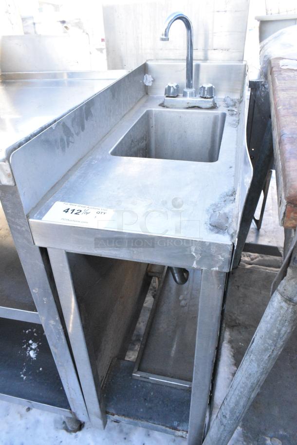 Stainless Steel Single Bay Sink w/ Faucet and Handles. - Image 2 of 3