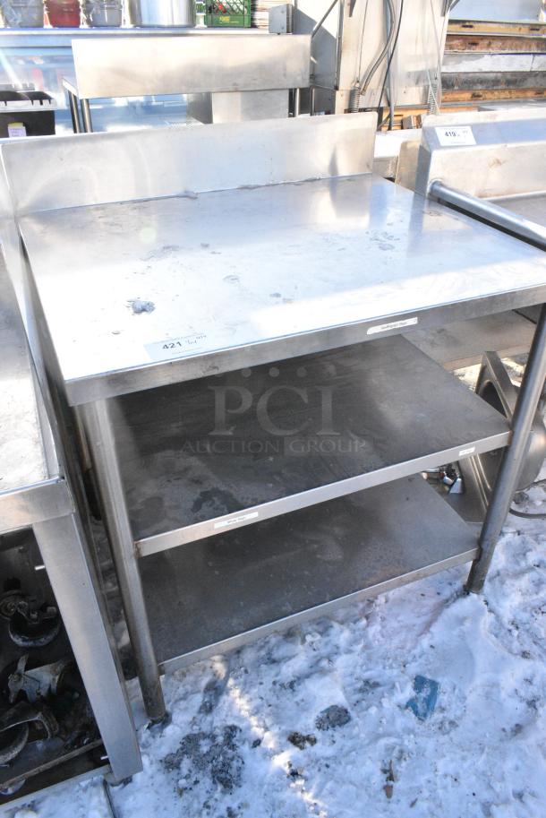 Stainless Steel Table w/ Back Splash and 2 Under Shelves. - Image 2 of 3