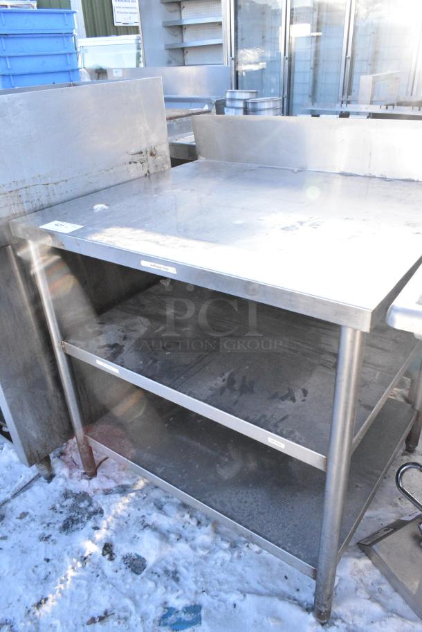 Stainless Steel Table w/ Back Splash and 2 Under Shelves. - Image 3 of 3