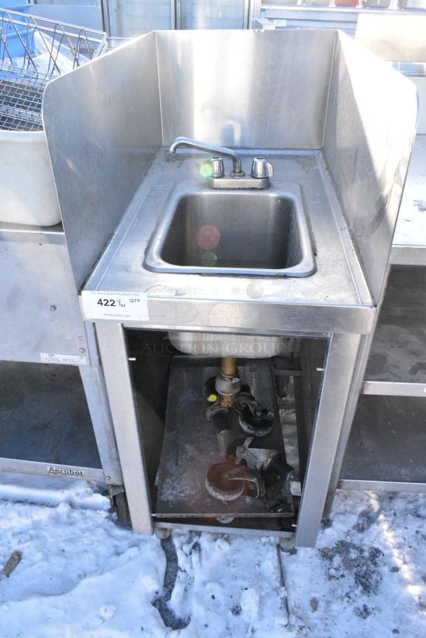 Stainless Steel Single Bay Sink w/ Side Splash Guards, Faucet and Handles - Image 1 of 3
