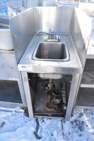 Stainless Steel Single Bay Sink w/ Side Splash Guards, Faucet and Handles