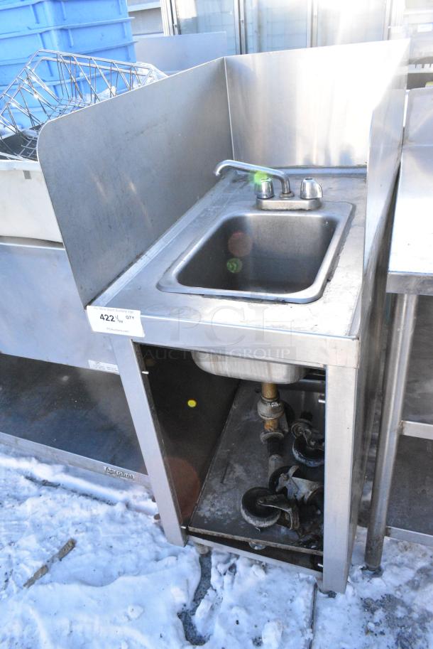 Stainless Steel Single Bay Sink w/ Side Splash Guards, Faucet and Handles - Image 2 of 3