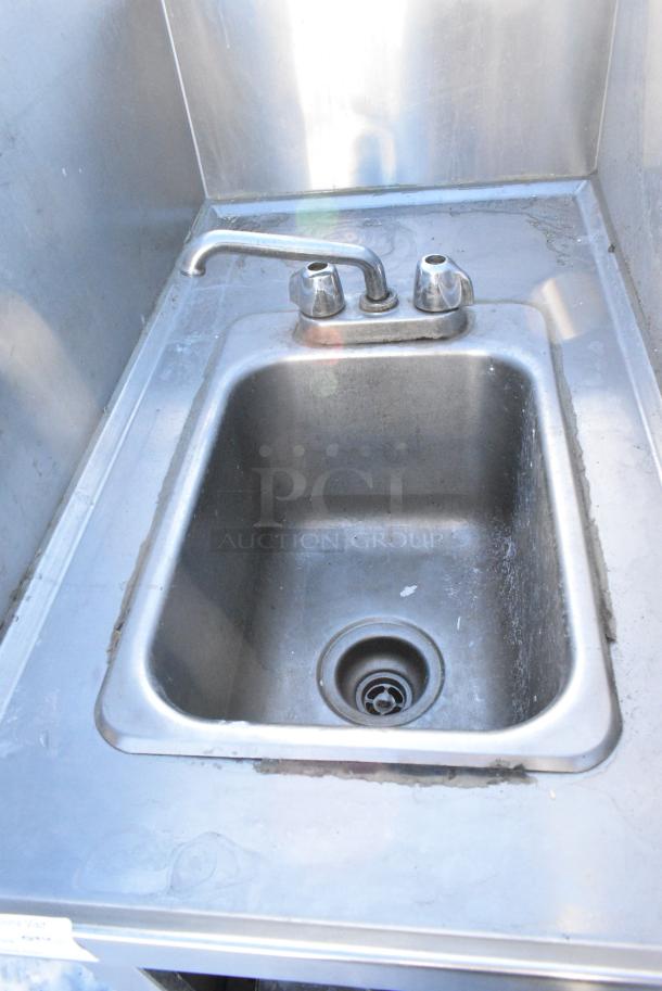 Stainless Steel Single Bay Sink w/ Side Splash Guards, Faucet and Handles - Image 3 of 3