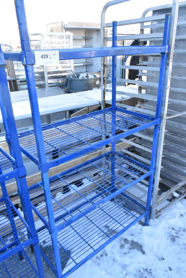 Blue 4 Tier Wire Shelving Unit. BUYER MUST DISMANTLE. PCI CANNOT DISMANTLE FOR SHIPPING. PLEASE CONSIDER FREIGHT CHARGES. - Image 2 of 2
