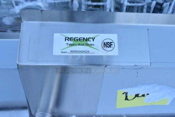 BRAND NEW SCRATCH AND DENT! Regency 600S42424224 Stainless Steel 4 Bay Sink w/ Dual Drain Boards. No Legs. - Image 4 of 4
