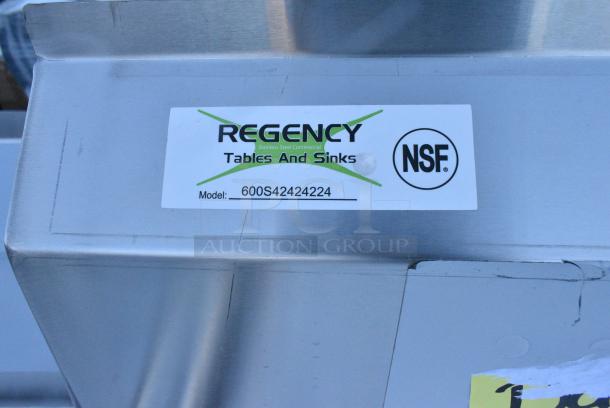 BRAND NEW SCRATCH AND DENT! Regency 600S42424224 Stainless Steel 4 Bay Sink w/ Dual Drain Boards. No Legs. - Image 4 of 4