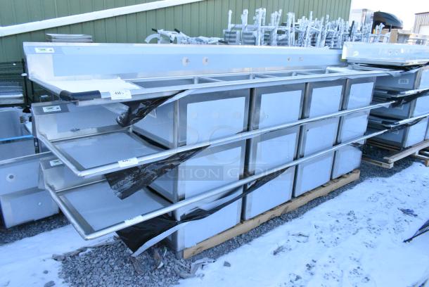 BRAND NEW SCRATCH AND DENT! Regency 600S42424224 Stainless Steel 4 Bay Sink w/ Dual Drain Boards. No Legs. - Image 2 of 3