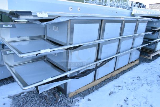 BRAND NEW SCRATCH AND DENT! Regency 600S42424224 Stainless Steel 4 Bay Sink w/ Dual Drain Boards. No Legs. - Image 2 of 3
