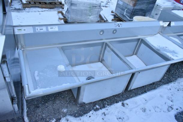 BRAND NEW SCRATCH AND DENT! Regency 600S22424218 86" 16 Gauge Stainless Steel Two Compartment Commercial Sink. No Legs. - Image 1 of 3