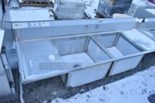 BRAND NEW SCRATCH AND DENT! Regency 600S22424218 86" 16 Gauge Stainless Steel Two Compartment Commercial Sink. No Legs.