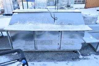 Beverage Air SP72-30M Stainless Steel Commercial Sandwich Salad Prep Table Bain Marie Mega Top on Commercial Casters. 115 Volts, 1 Phase.