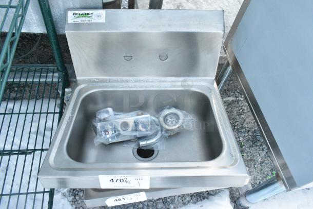 BRAND NEW SCRATCH AND DENT! Regency 600HS17 17" x 15" Wall Mounted Hand Sink with Gooseneck Faucet - Image 1 of 4