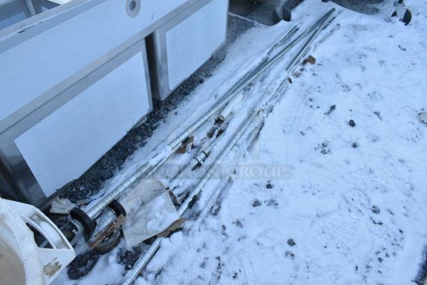 ALL ONE MONEY! Lot of 6 Chrome Finish Poles on Commercial Casters - Image 2 of 3