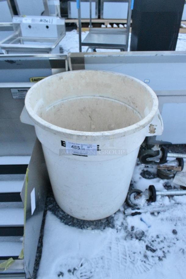 Rubbermaid Brute White Poly Trash Can. - Image 1 of 3