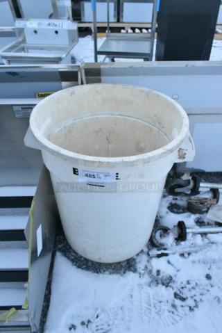 Rubbermaid Brute White Poly Trash Can.