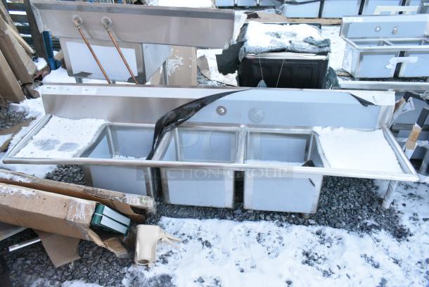 BRAND NEW SCRATCH AND DENT! Regency 60031717218 Stainless Steel 3 Bay Sink w/ Dual Drain Boards. No Legs. - Image 1 of 4
