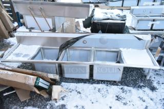 BRAND NEW SCRATCH AND DENT! Regency 60031717218 Stainless Steel 3 Bay Sink w/ Dual Drain Boards. No Legs.