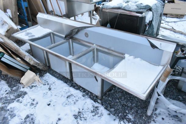 BRAND NEW SCRATCH AND DENT! Regency 60031717218 Stainless Steel 3 Bay Sink w/ Dual Drain Boards. No Legs. - Image 3 of 4