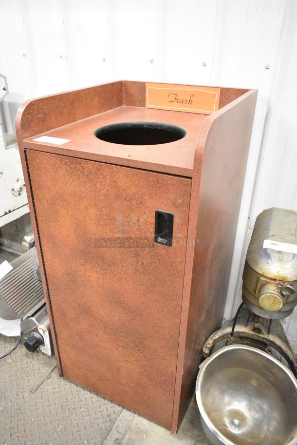 Brown Trash Can Shell w/ Trash Deposit Hole and Door. - Image 4 of 5