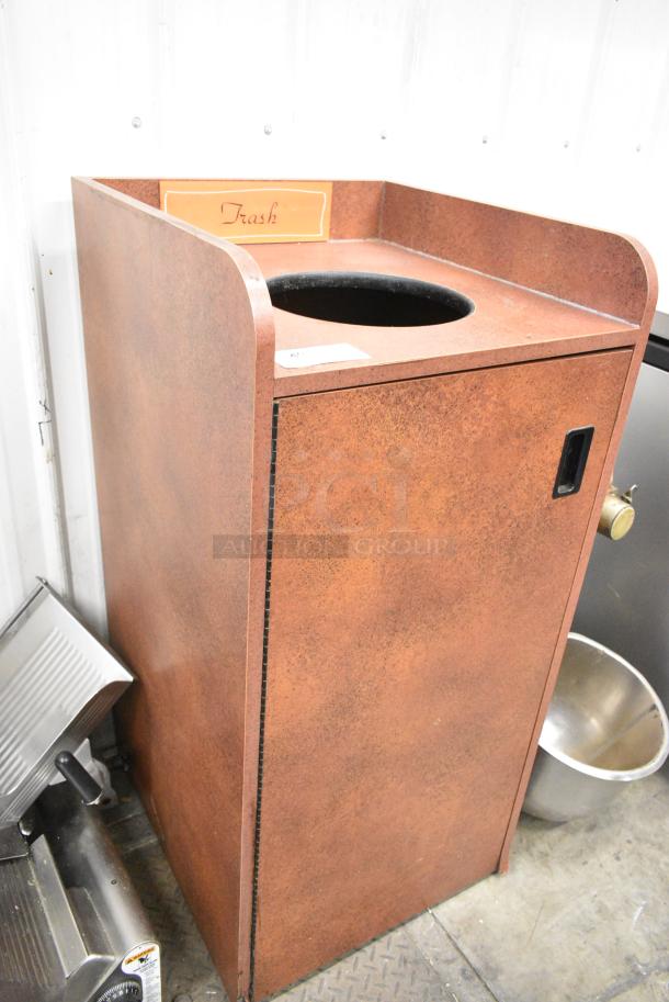 Brown Trash Can Shell w/ Trash Deposit Hole and Door. - Image 5 of 5