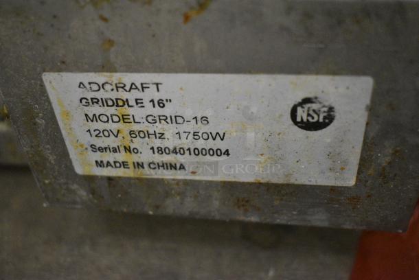 Adcraft GRID-16 Stainless Steel Commercial Countertop Flat Top Griddle. 120 Volts, 1 Phase. - Image 5 of 5