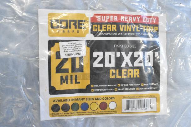 BRAND NEW SCRATCH AND DENT! Core 20 mil 20'x20' Clear Vinyl Tarp - Image 3 of 3