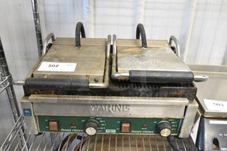 Waring WDG300 Stainless Steel Countertop Double Panini Press. 240 Votls, 1 Phase.