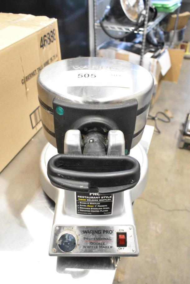 Waring WMK600 Metal Countertop Double Waffle Maker. 120 Volts, 1 Phase. Tested and Working! - Image 1 of 7
