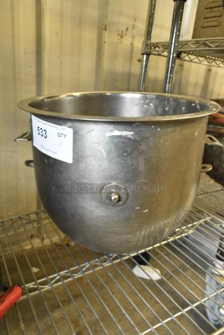 Stainless Steel Mixing Bowl for Hobart Mixer. Appears to Be 20 Quart.