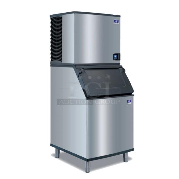 BRAND NEW! IN THE BOX! Manitowoc Indigo Series Commercial Stainless Steel Air-Cooled 797lb/24Hr Cubed Style Ice Making Machine Head! Model: IRT0900A-261 SN: 1121034556! With Manitowoc Water Filtration System! Model: AR-20000-P! With Manitowoc Commercial Stainless Steel 532lb Ice Bin! With Top-Hinged Front Open Lift Door! Model: D-570 SN: 1121011710! On Legs! All One Money! - Image 1 of 12